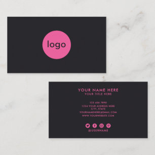 Add Your Custom Logo Professional Black And Pink Business Card