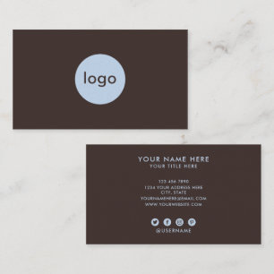 Add Your Custom Logo Professional Brown And Blue Business Card