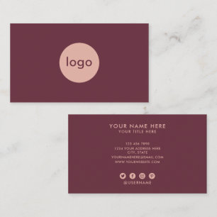 Add Your Custom Logo Professional Burgundy Clay Business Card