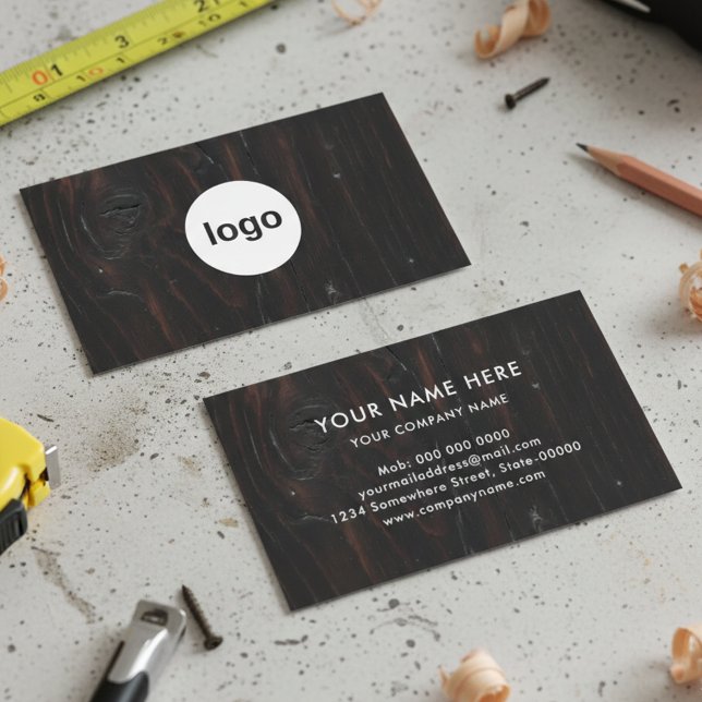 Add Your Custom Logo | Professional Carpenter  Business Card (Creator Uploaded)