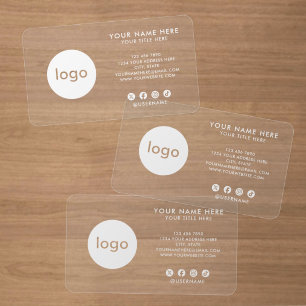 Add Your Custom Logo Professional Transparent Bold Clear Business Cards
