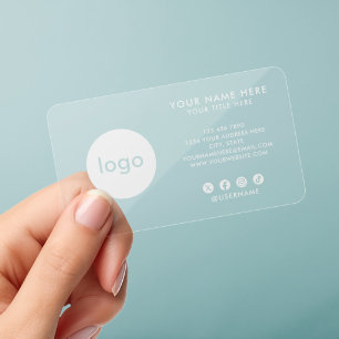 Add Your Custom Logo Professional Transparent Bold Clear Business Cards