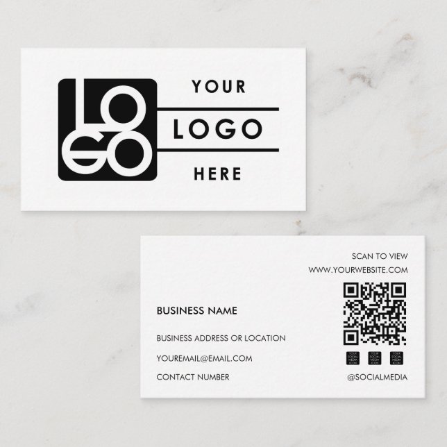 Add Your Custom Logo Rectangle Professional White Business Card (Front/Back)