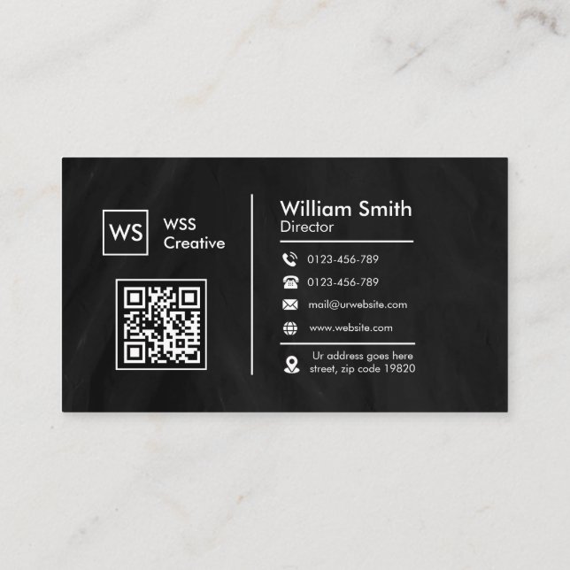 Add your custom logo Square professional black bus Business Card (Back)