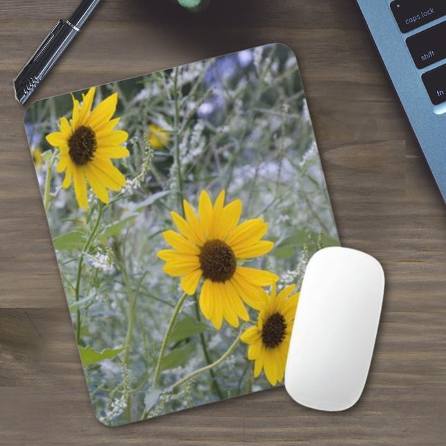Add Your Custom Photo Diagonal Stack Sunflowers Mouse Pad (sunflower photo mouse pad in vertical format)