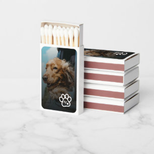 Add Your Custom Photo Dog Pets Monogram Heart Paw Matchboxes