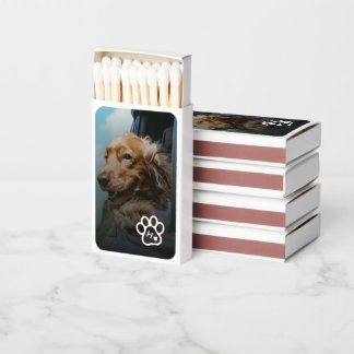Add Your Custom Photo Dog Pets Monogram Heart Paw Matchboxes