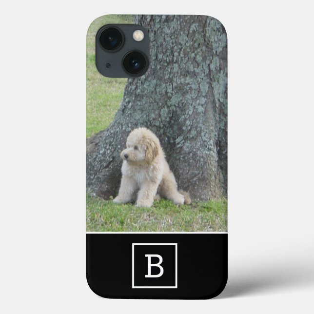 Add Your Custom Photo & Monogram Initial Black Case-Mate iPhone Case (Back)