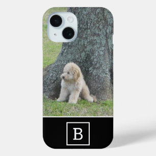 Add Your Custom Photo & Monogram Initial Black iPhone 15 Case