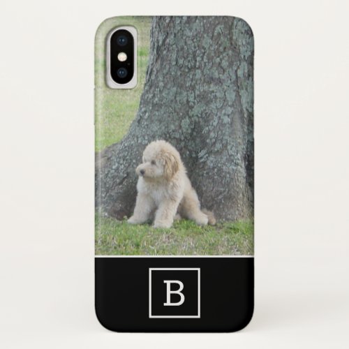 Add Your Custom Photo  Monogram Initial Black iPhone XS Case