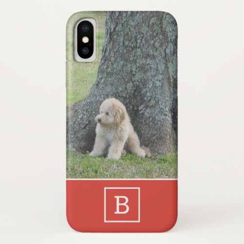 Add Your Custom Photo  Monogram Initial Red iPhone XS Case