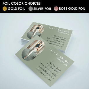 Add Your Custom Photo Professional Silver Foil Business Cards