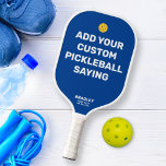 Add Your Custom Pickleball Saying, Quote Name Text Pickleball Paddle<br><div class="desc">Make this pickleball paddle your very own - easily add your custom text - humorous pickleball saying, quote, name, inside joke, etc. Easily change the background color too. Add 2 lines of custom text to the bottom edge to personalize further - club name, location, player's name, phone number, etc. Or...</div>