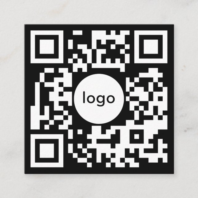 Add Your Custom QR Code Logo Professional Black Square Business Card (Front)