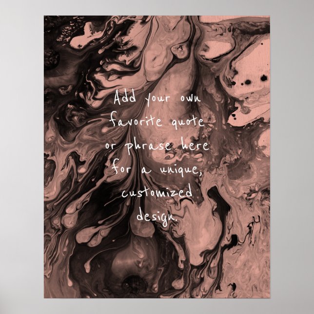 Add Your Custom Quote Black Marble, Coral Poster (Front)