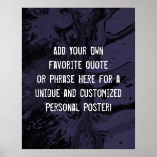 Add Your Custom Quote Black Marble, Dusty Purple Poster