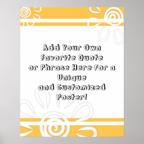 Add Your Custom Quote Stripes  Flowers on Apricot Poster