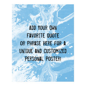 Add Your Custom Quote White Marble Classic Blue Poster