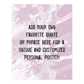 Add Your Custom Quote White Marble Mauve Pink Poster