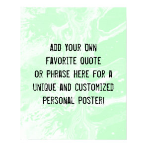 Add Your Custom Quote White Marble Mint Green Poster