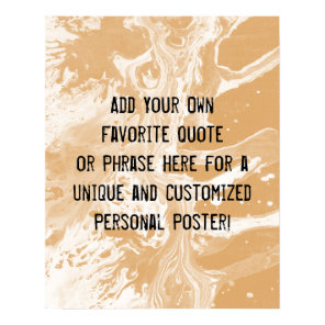 Add Your Custom Quote White Marble Orange Cream Poster