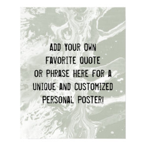 Add Your Custom Quote White Marble Sage Green Poster