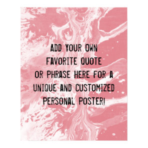 Add Your Custom Quote White Marble Strawberry Ice Poster