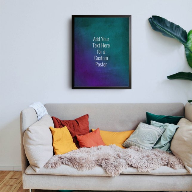 Add Your Custom Sans-Serif Text Purple Teal Grunge Poster (Creator Uploaded)