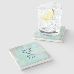 Add Your Custom Text Aqua and Teal Grunge Stone Coaster