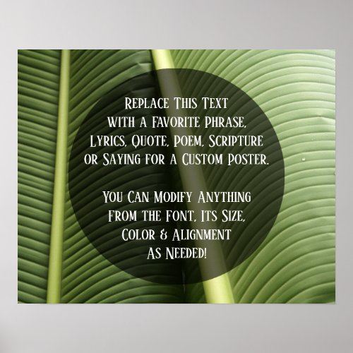 Add Your Custom Text Banana Leaves Close Up Photo Poster