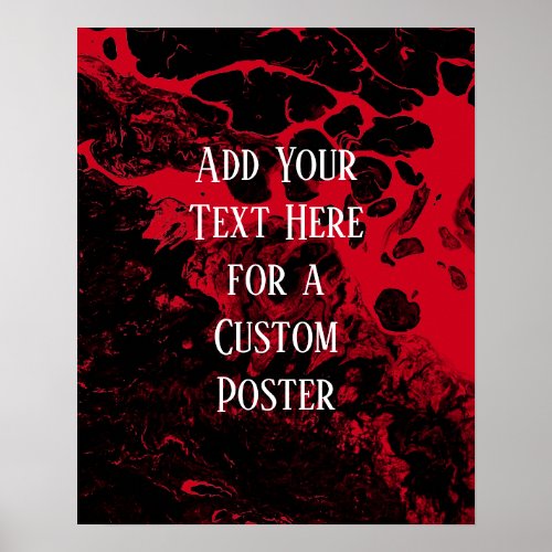 Add Your Custom Text Black  Cherry Red Marble Poster