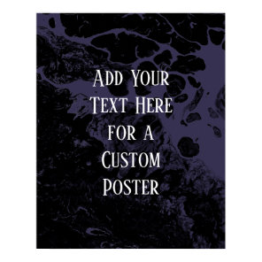 Add Your Custom Text Black & Dusty Purple Marble Poster