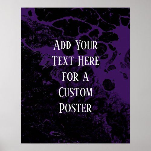 Add Your Custom Text Black  Purple Marble Poster