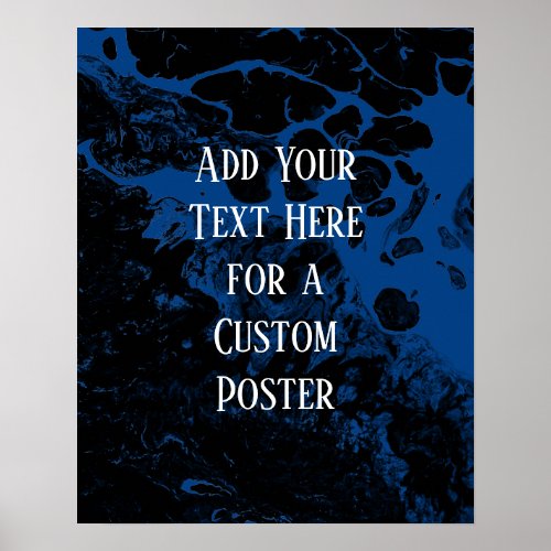 Add Your Custom Text Black  Royal Blue Marble Poster