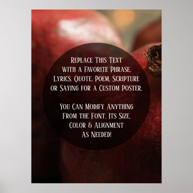 Add Your Custom Text Close Up Pomegranates Photo Poster (Front)