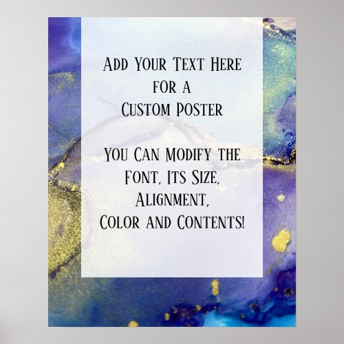 Add Your Custom Text Colorful Abstract Alcohol Ink Poster