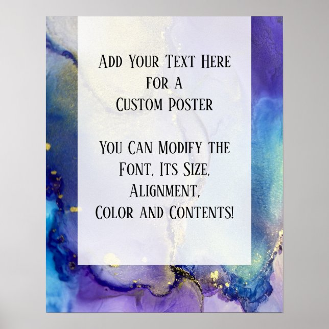 Add Your Custom Text Colorful Abstract Alcohol Ink Poster (Front)