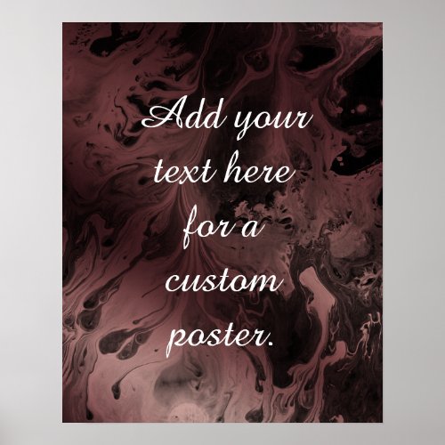 Add Your Custom Text on Rose Gold  Black Marbling Poster