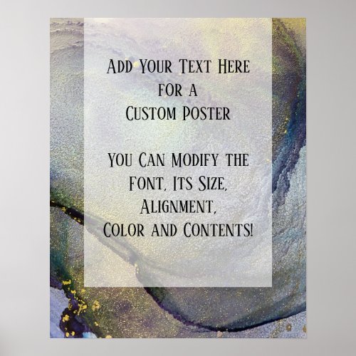 Add Your Custom Text Organic Abstract Alcohol Ink Poster