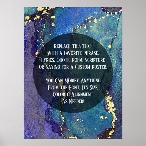 Add Your Custom Text Organic Abstract Alcohol Ink  Poster