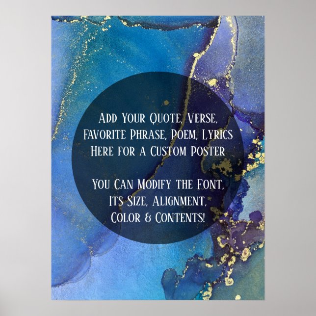 Add Your Custom Text Organic Abstract Alcohol Ink  Poster (Front)