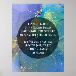 Add Your Custom Text Organic Abstract Alcohol Ink Poster
