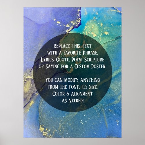 Add Your Custom Text Organic Abstract Alcohol Ink  Poster
