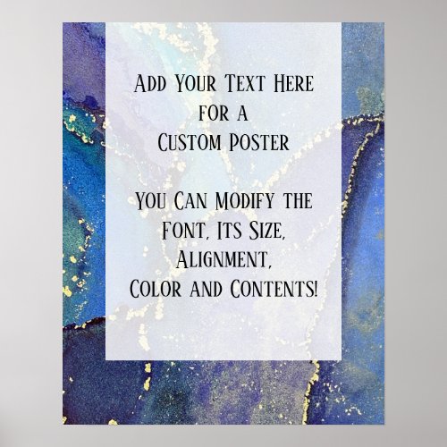 Add Your Custom Text Organic Abstract Alcohol Ink Poster