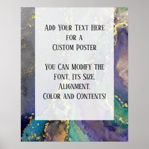 Add Your Custom Text Organic Abstract Alcohol Ink Poster