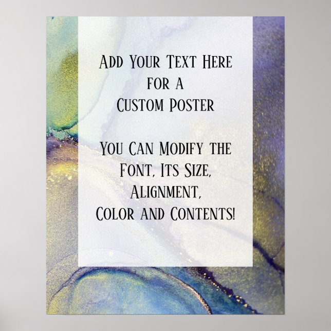 Add Your Custom Text Organic Abstract Alcohol Ink Poster (Front)