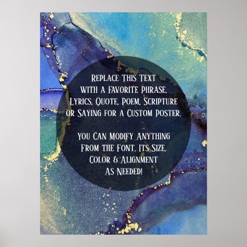 Add Your Custom Text Organic Abstract Alcohol Ink Poster