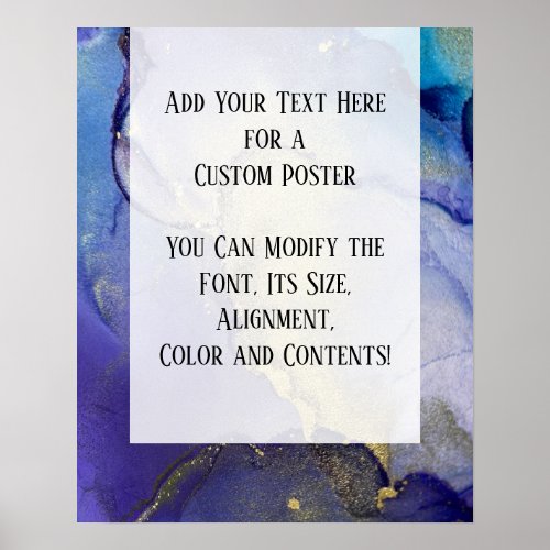 Add Your Custom Text Organic Abstract Alcohol Ink Poster