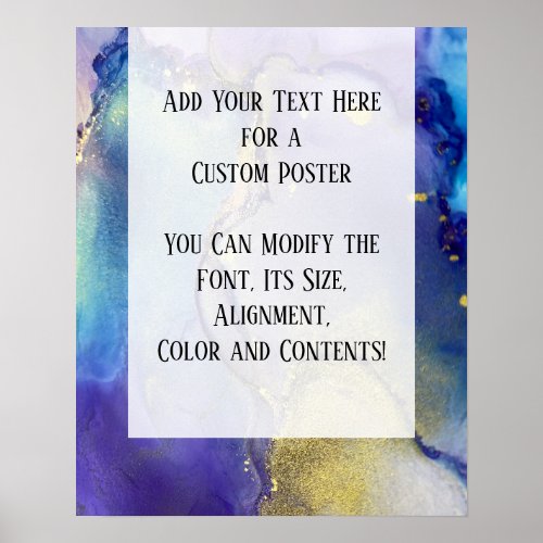 Add Your Custom Text Organic Abstract Alcohol Ink Poster