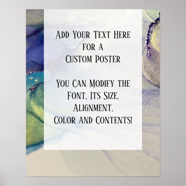 Add Your Custom Text Organic Abstract Alcohol Ink Poster (Front)